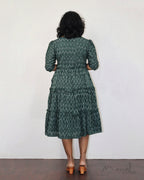 Bottle Green Ikat Fit & Flare Dresses