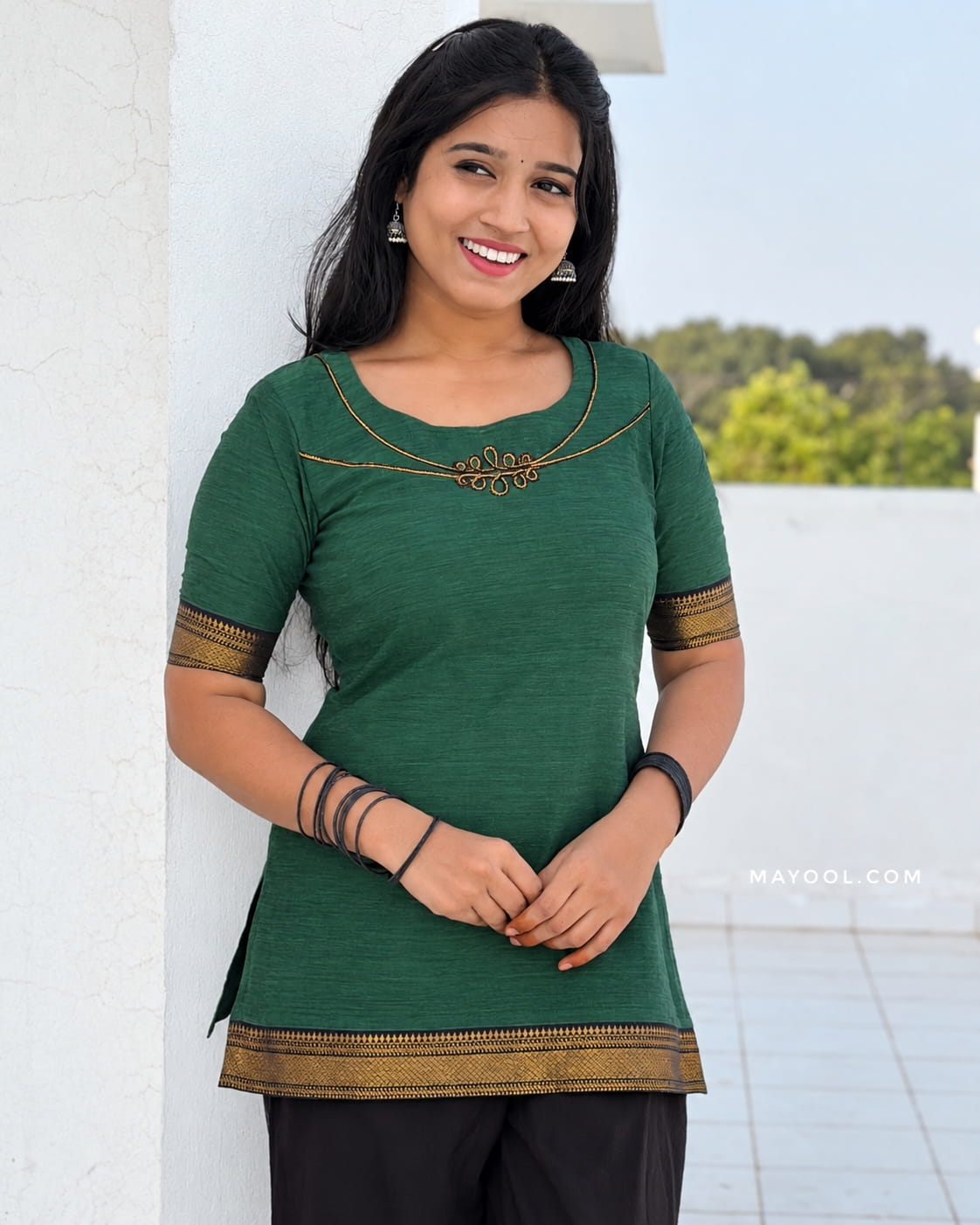 Bottle Green Traditional Short Kurta