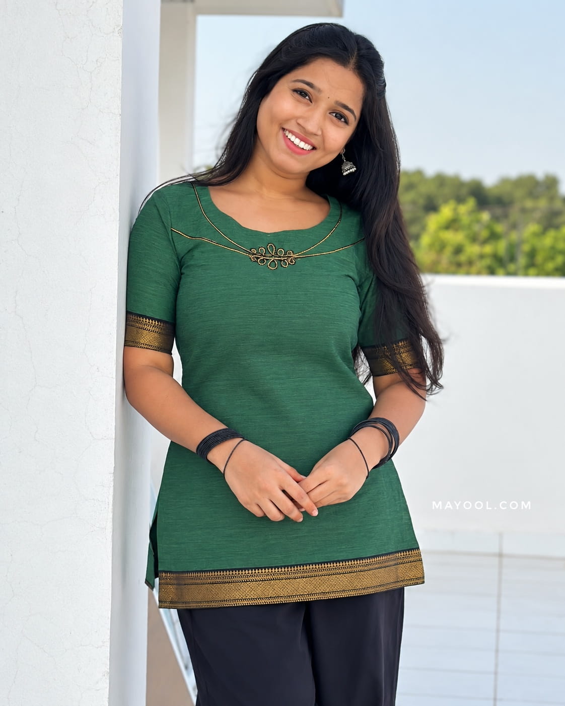 Bottle Green Traditional Short Kurta