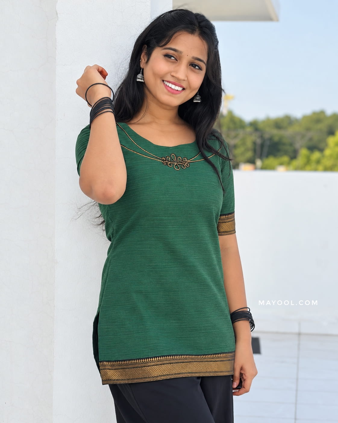 Bottle Green Traditional Short Kurta