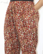Brick Red Printed Cotton Kurta With Pant
