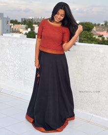 Bronze Orange Cotton Short Top & Skirt