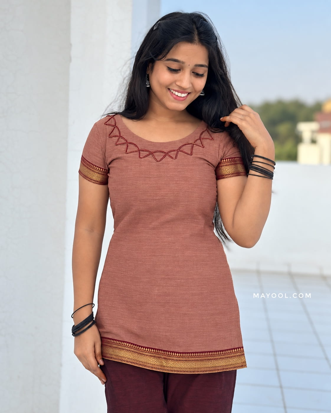Brownish Pink Traditional Short Kurta