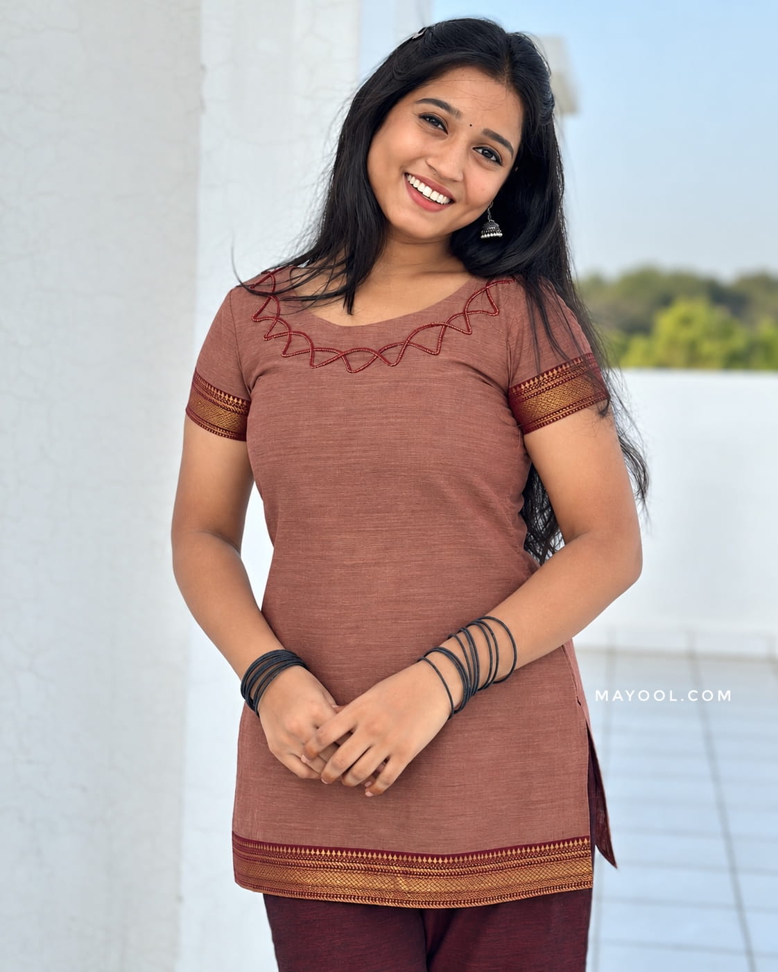 Brownish Pink Traditional Short Kurta