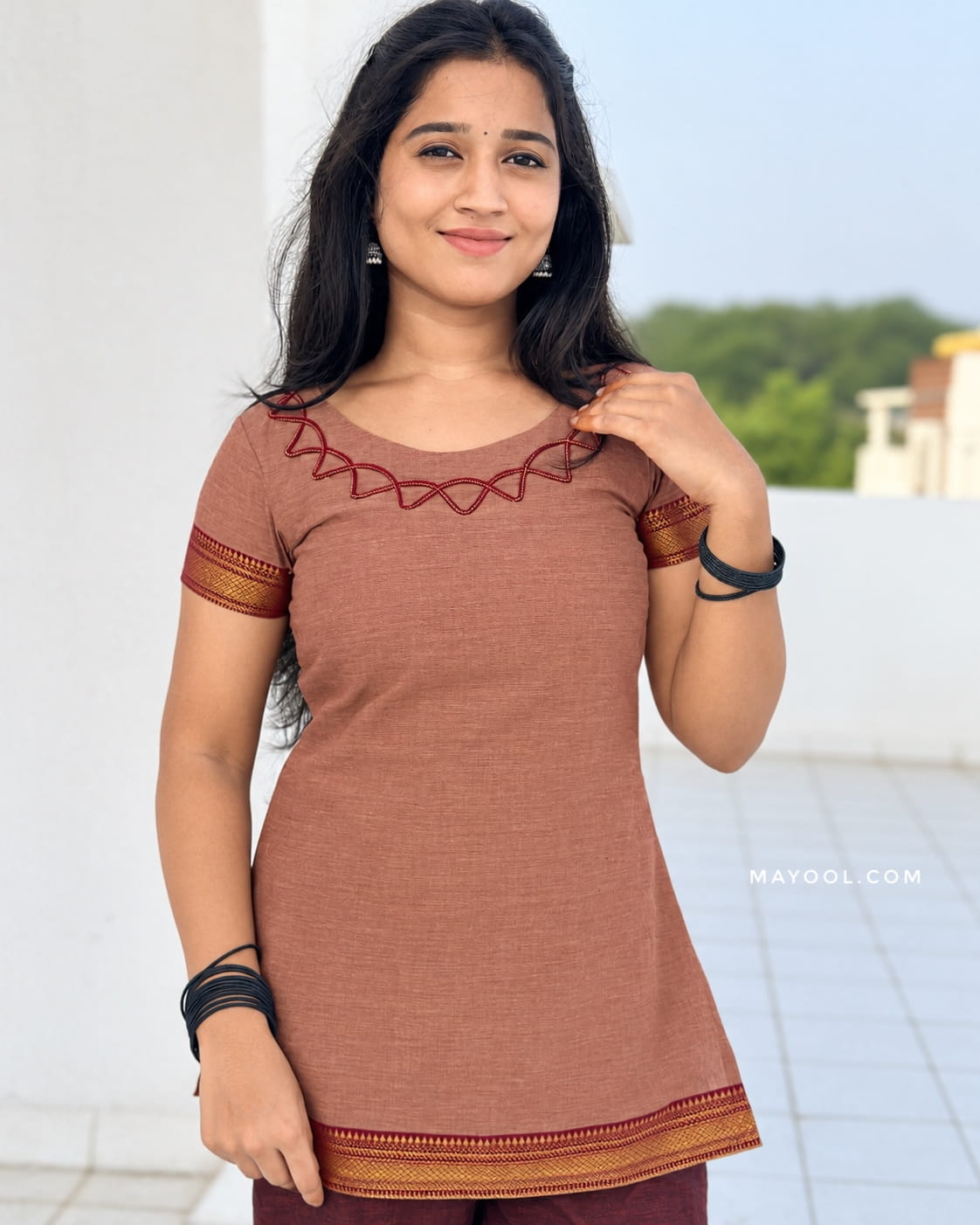 Brownish Pink Traditional Short Kurta