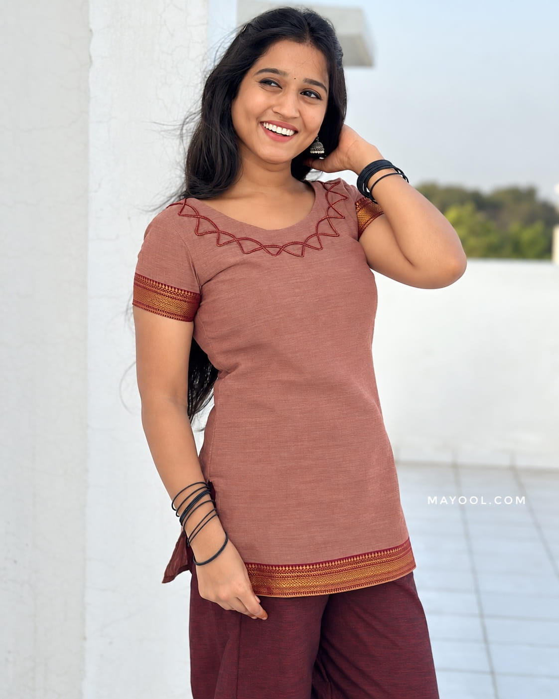 Brownish Pink Traditional Short Kurta