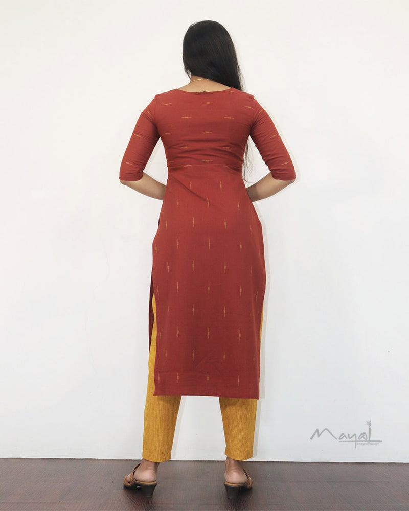 Matte Brick Red Cotton Kurta