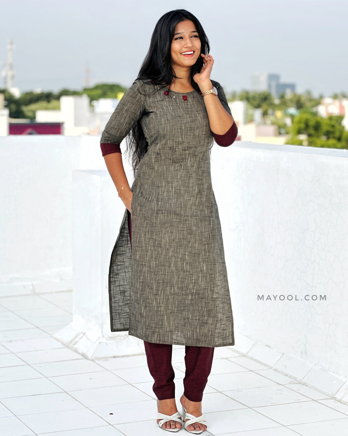 Cedar Brown Textured Cotton Kurta