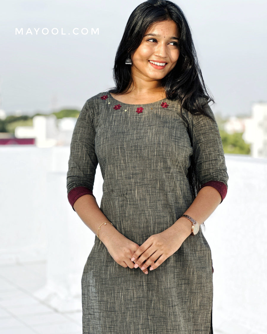 Cedar Brown Textured Cotton Kurta