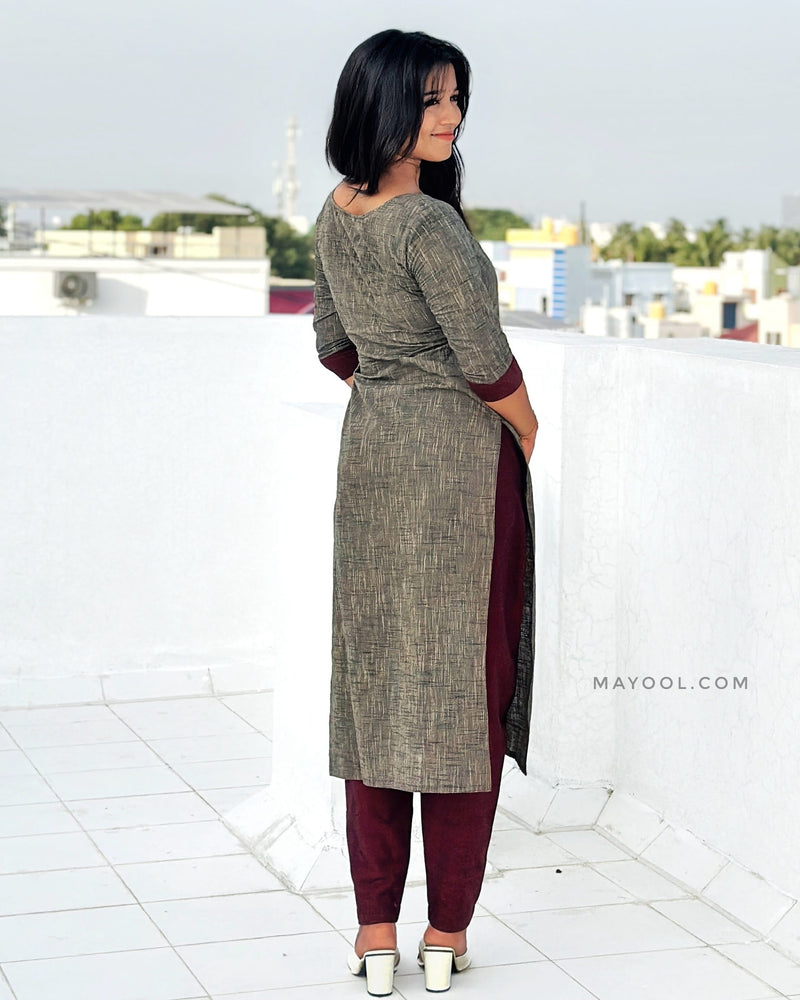 Cedar Brown Textured Cotton Kurta