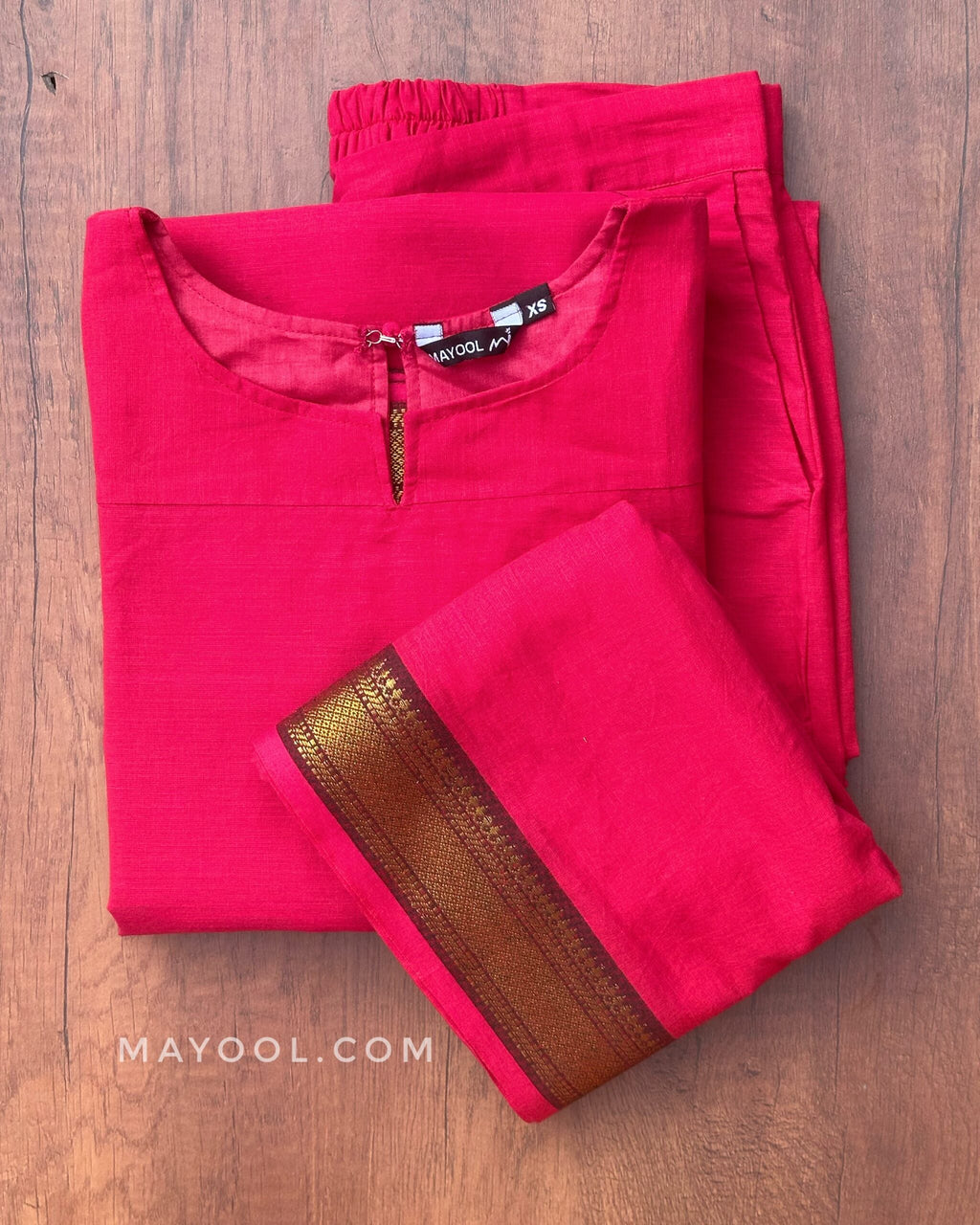 Cerise Pink Traditional Cotton Kurta