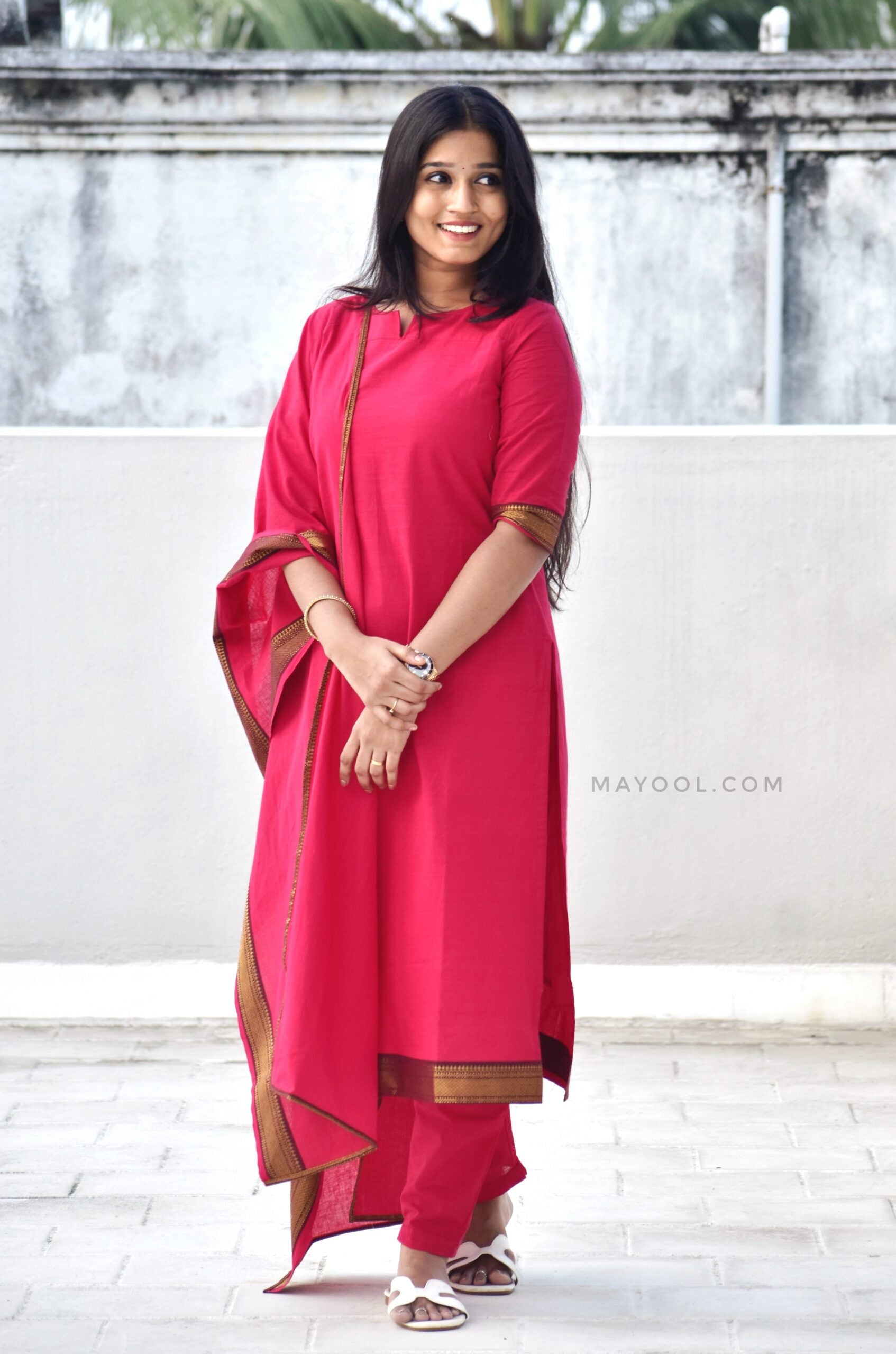 Cerise Pink Traditional Cotton Kurta