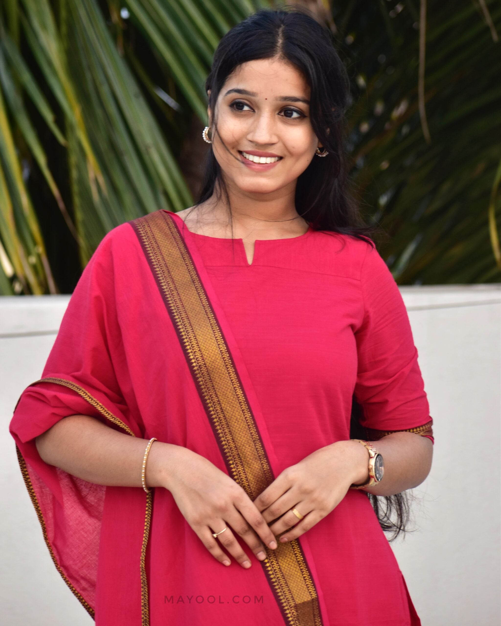 Cerise Pink Traditional Cotton Kurta