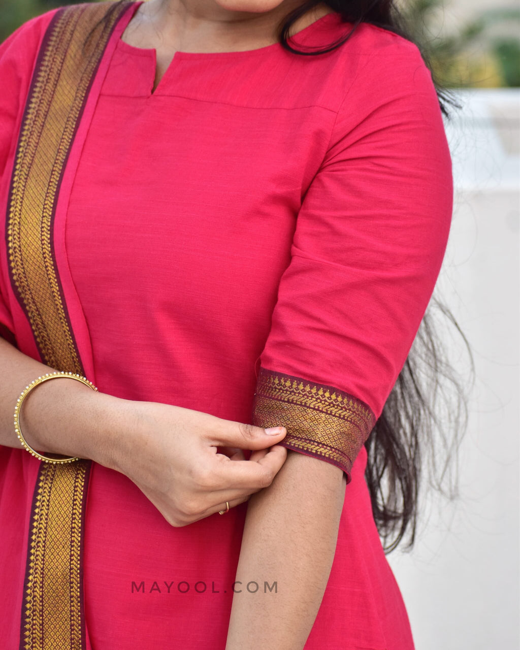 Cerise Pink Traditional Cotton Kurta