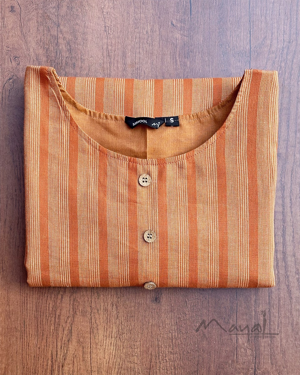 Cider Orange Stripe Cotton Kurta