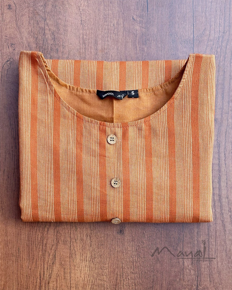 Cider Orange Stripe Cotton Kurta