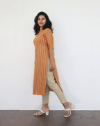 Cider Orange Stripe Cotton Kurta