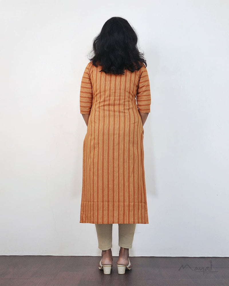 Cider Orange Stripe Cotton Kurta