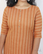 Cider Orange Stripe Cotton Kurta