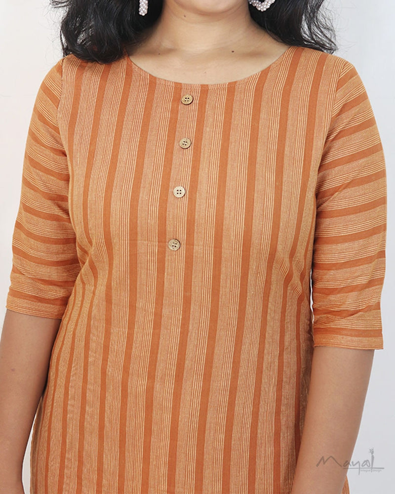 Cider Orange Stripe Cotton Kurta