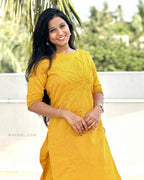 Classic Yellow Thread Tale Cotton Kurta