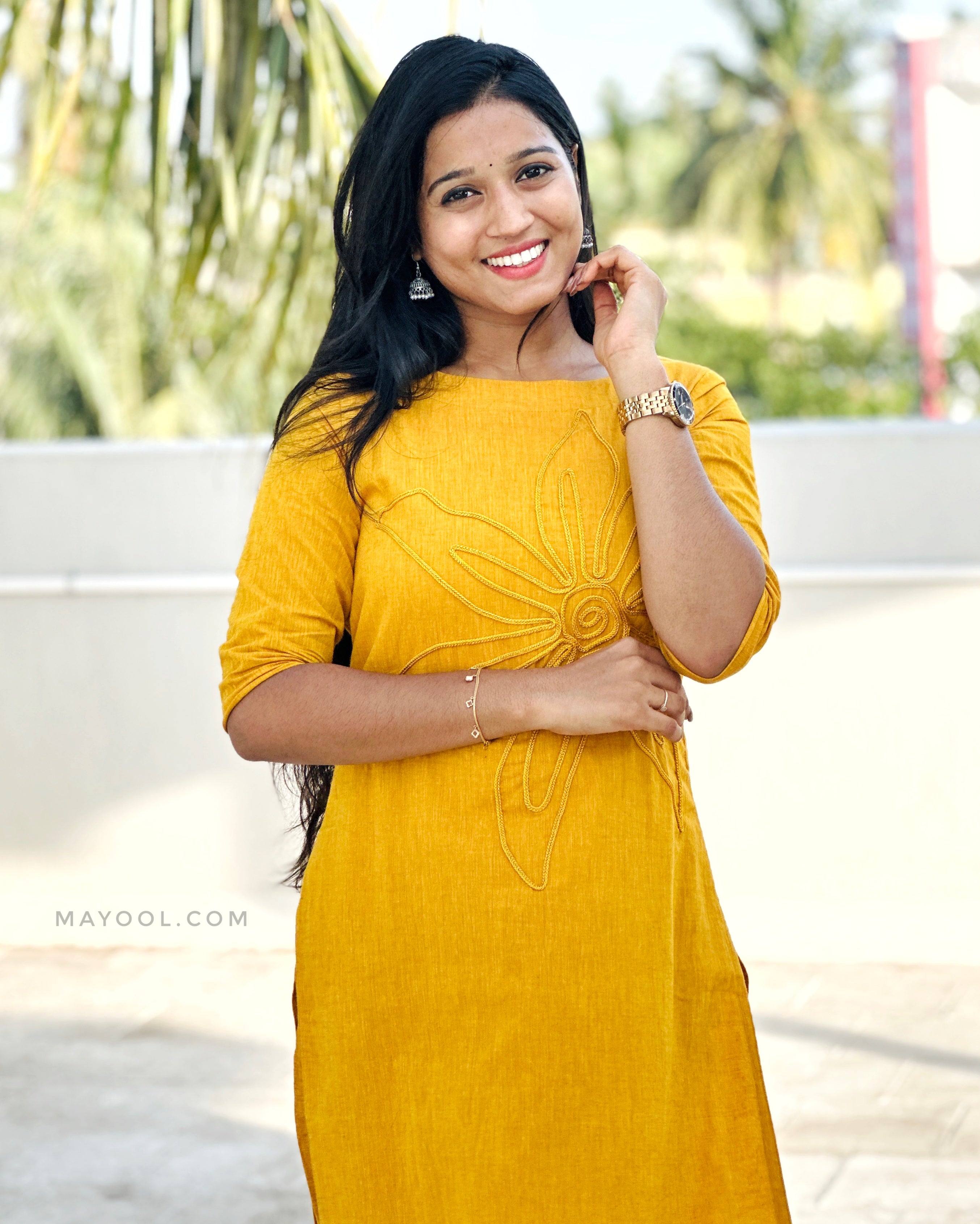 Classic Yellow Thread Tale Cotton Kurta