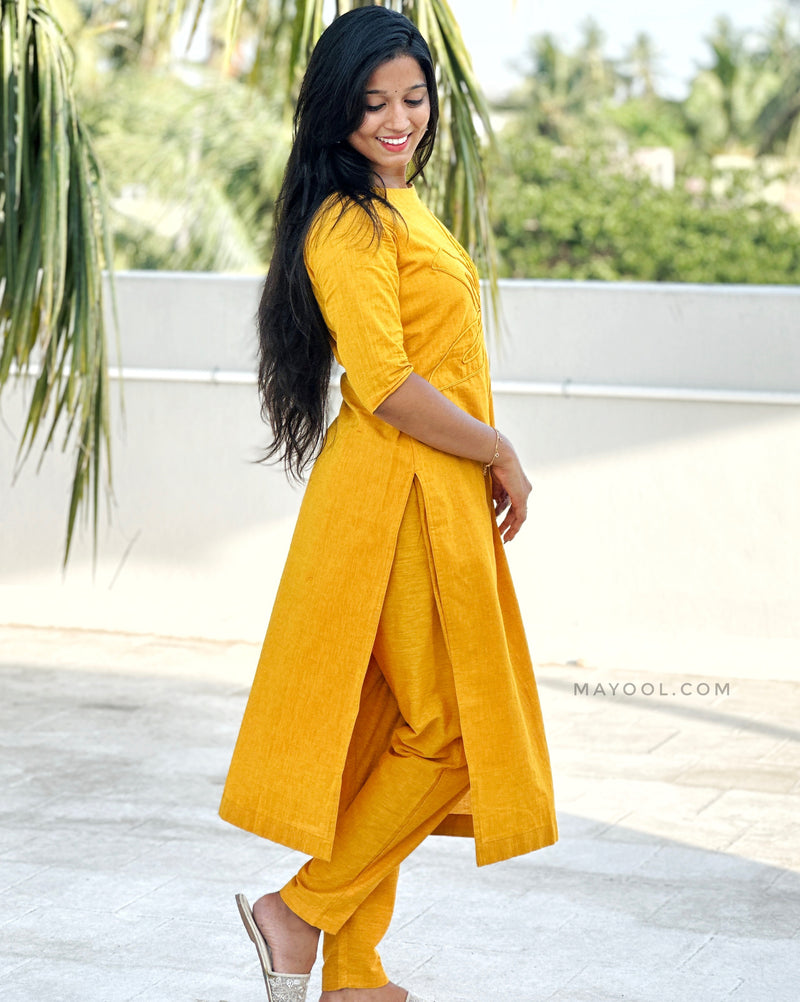 Classic Yellow Thread Tale Cotton Kurta