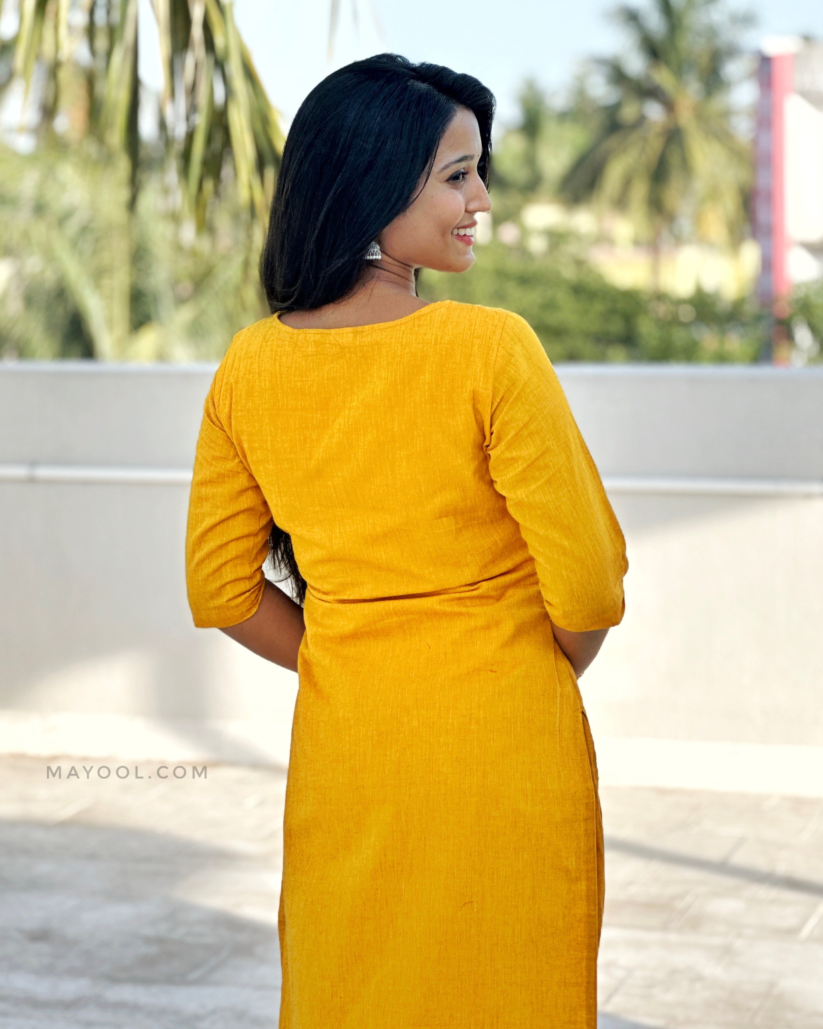 Classic Yellow Thread Tale Cotton Kurta