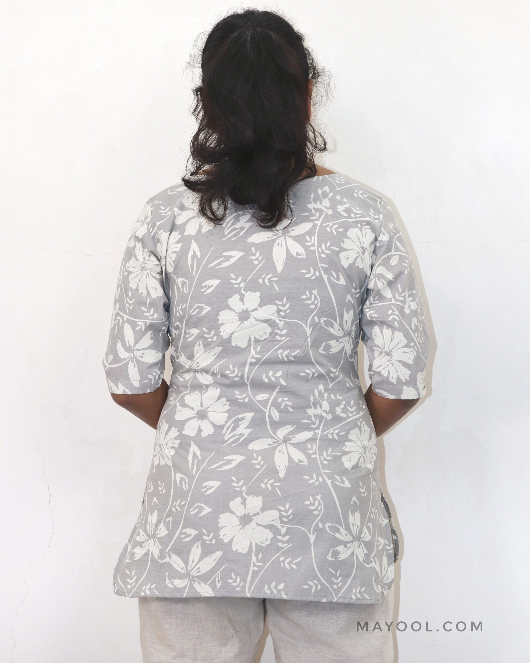 Cloud Grey Printed Short Top