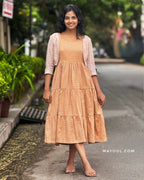 Creamy Orange 3-Tier Cotton Dresses