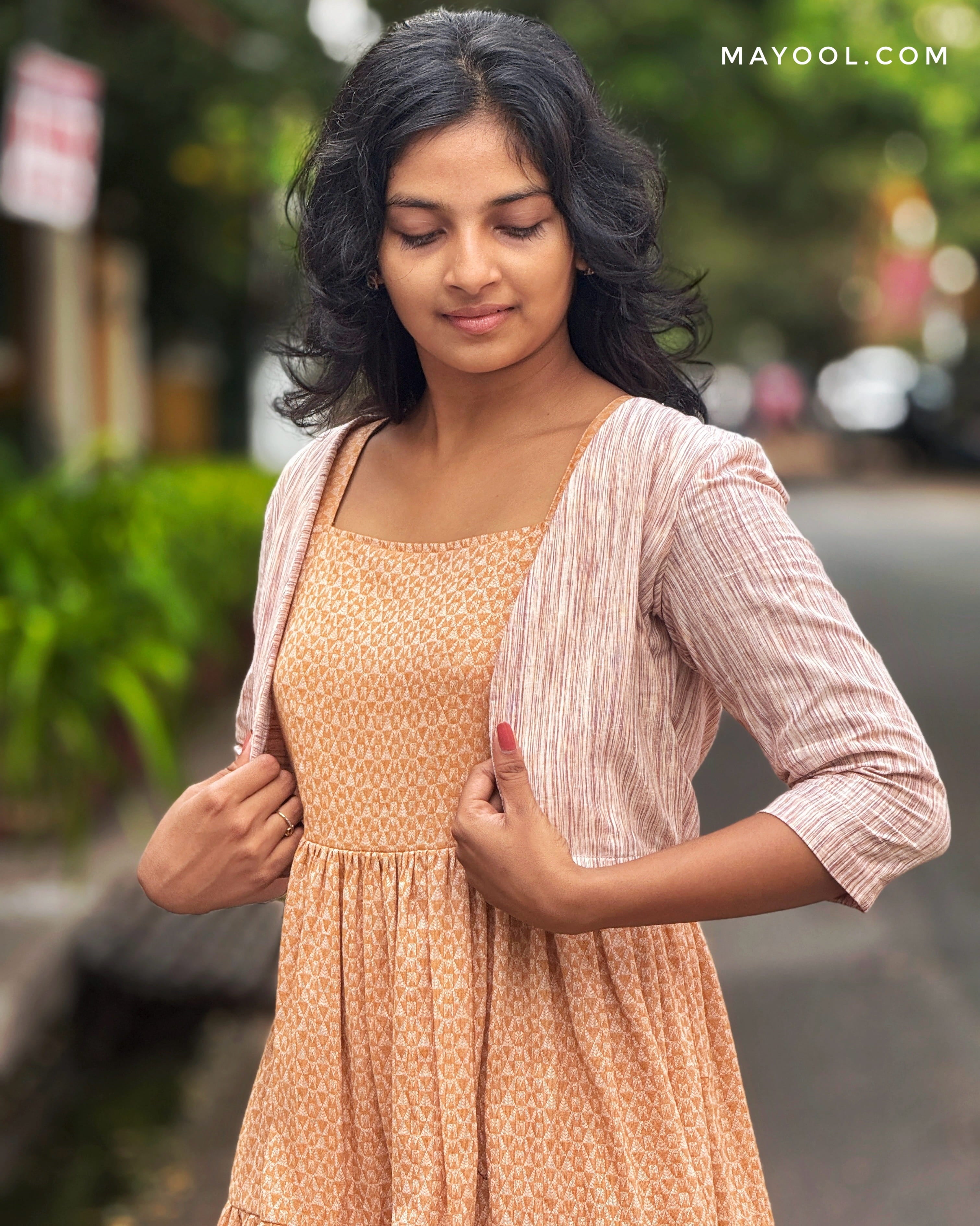 Creamy Orange 3-Tier Cotton Dresses