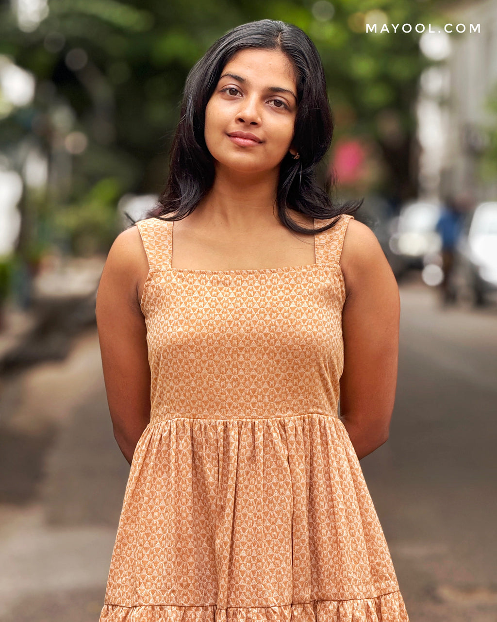 Creamy Orange 3-Tier Cotton Dresses