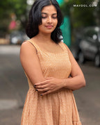 Creamy Orange 3-Tier Cotton Dresses