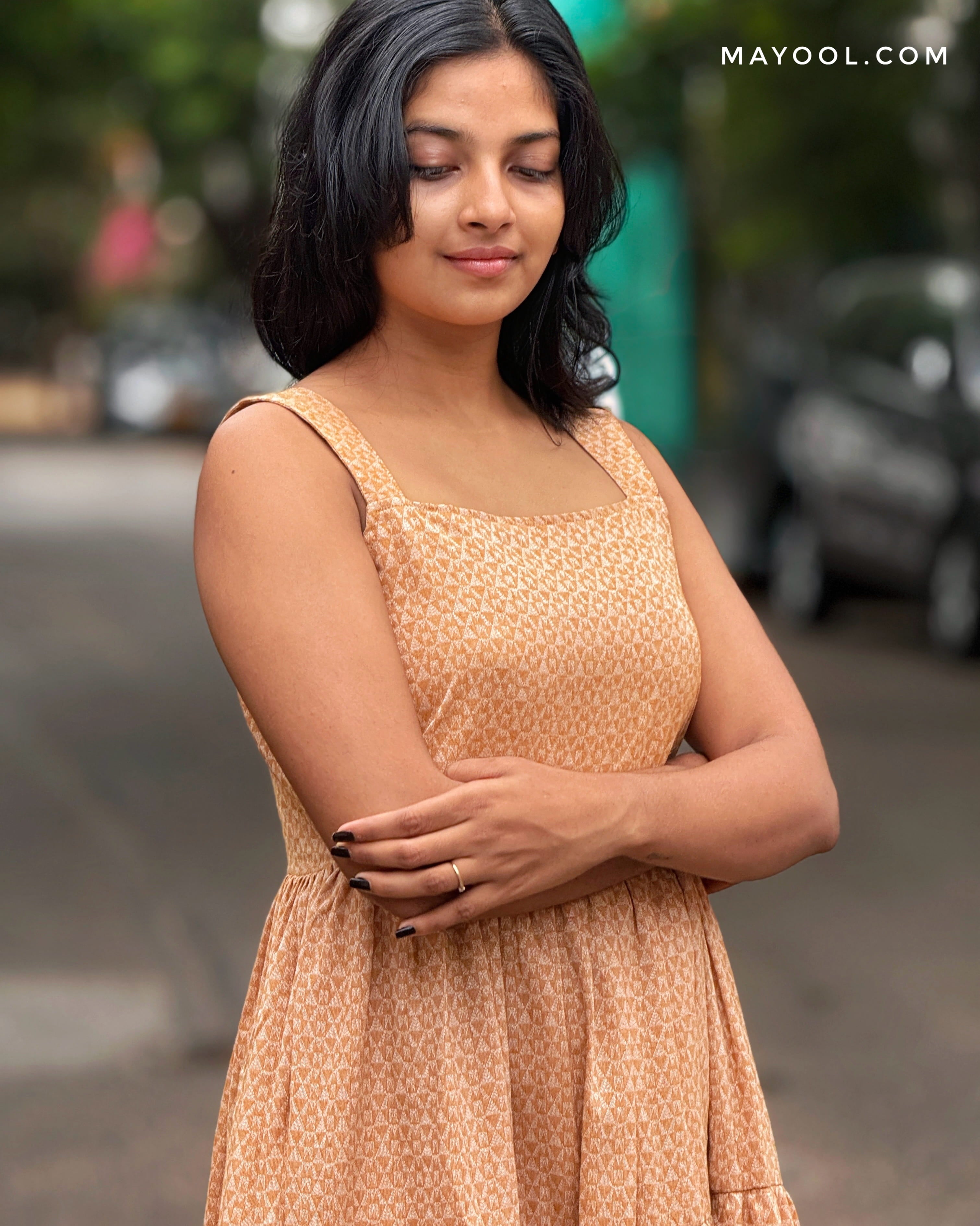 Creamy Orange 3-Tier Cotton Dresses