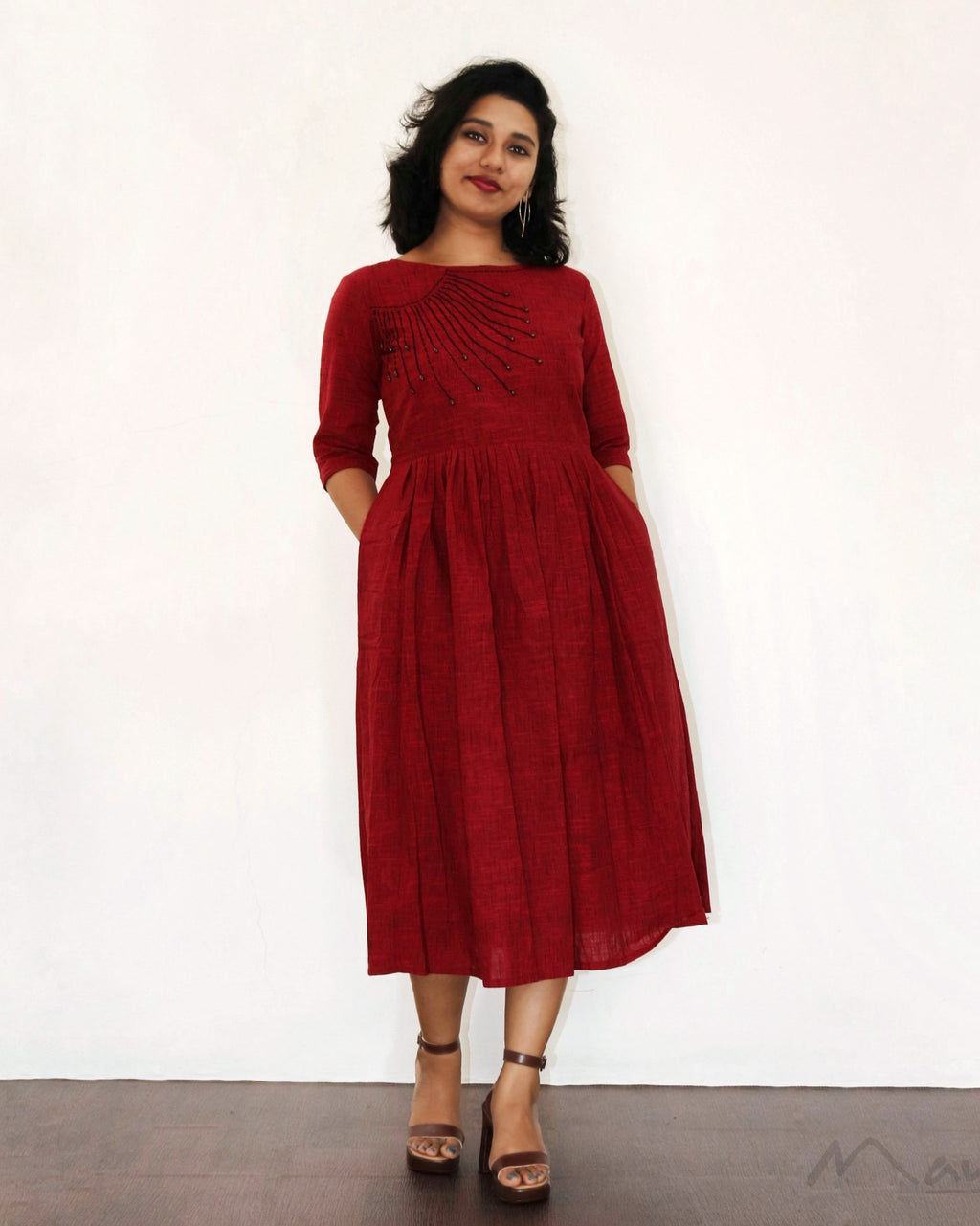 Crimson Red Fit & Flare Dresses