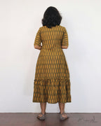 Dark Olive Ikat A-line Flare Dresses