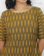 Dark Olive Ikat A-line Flare Dresses