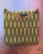 Dark Olive Ikat A-line Flare Dresses