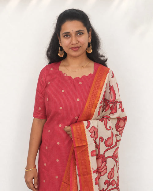 Dark Coral Jari Stripe Traditional Kurta