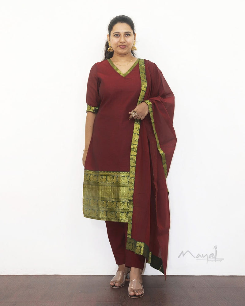 Dark Red Traditional Cotton Kurta