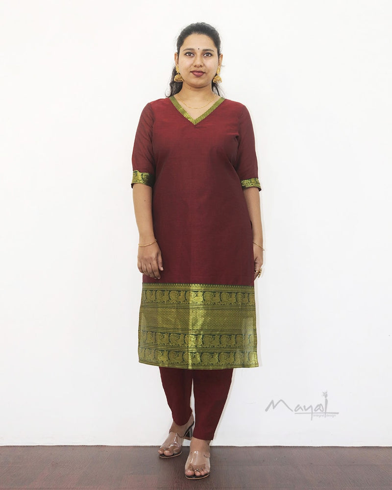 Dark Red Traditional Cotton Kurta