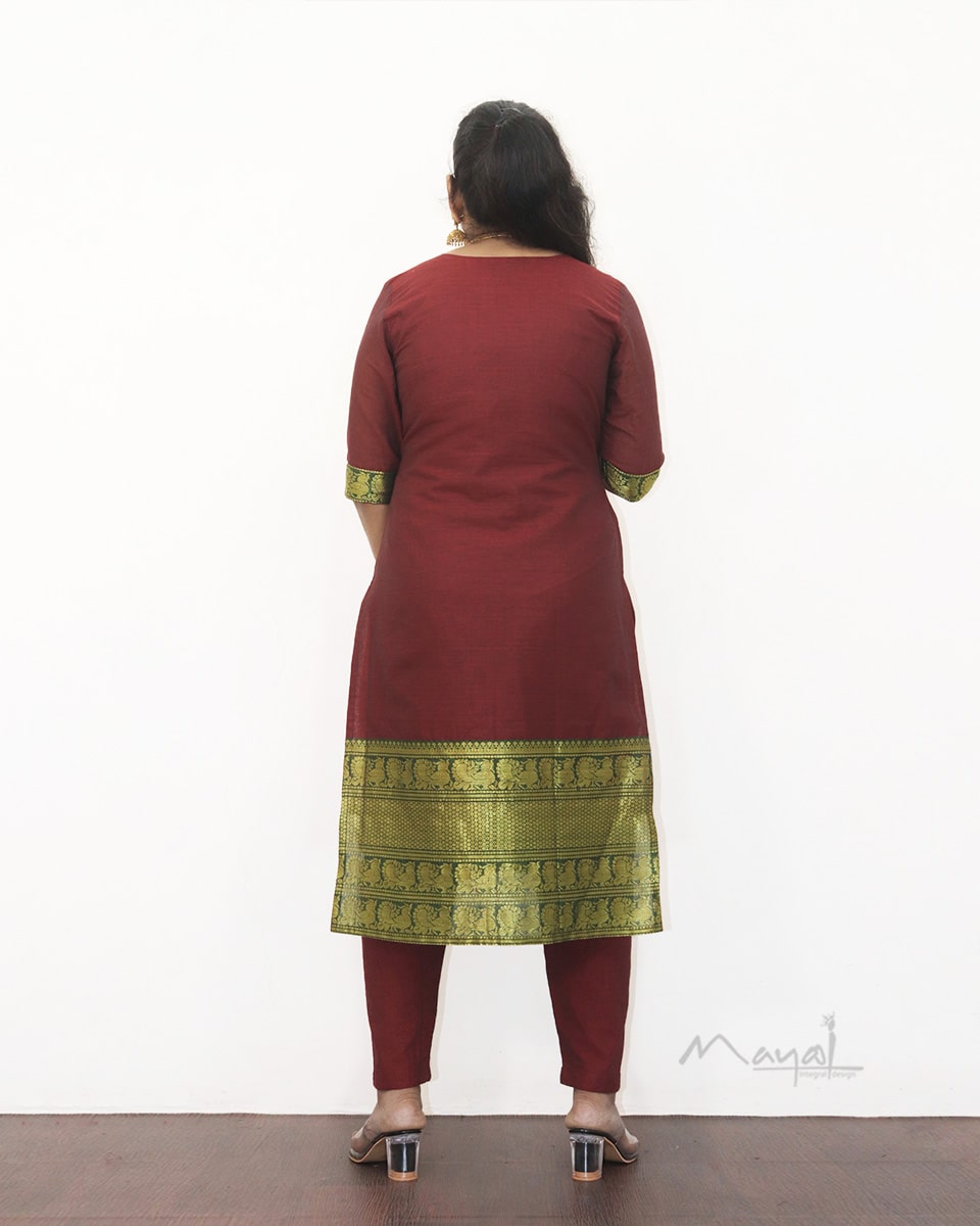 Dark Red Traditional Cotton Kurta