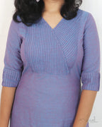 Deep Periwinkle Woven Cotton Kurta With Pant