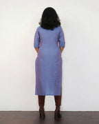 Deep Periwinkle Woven Cotton Kurta With Pant