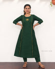 Deep Forest Green Panel Cut Aline Kurta