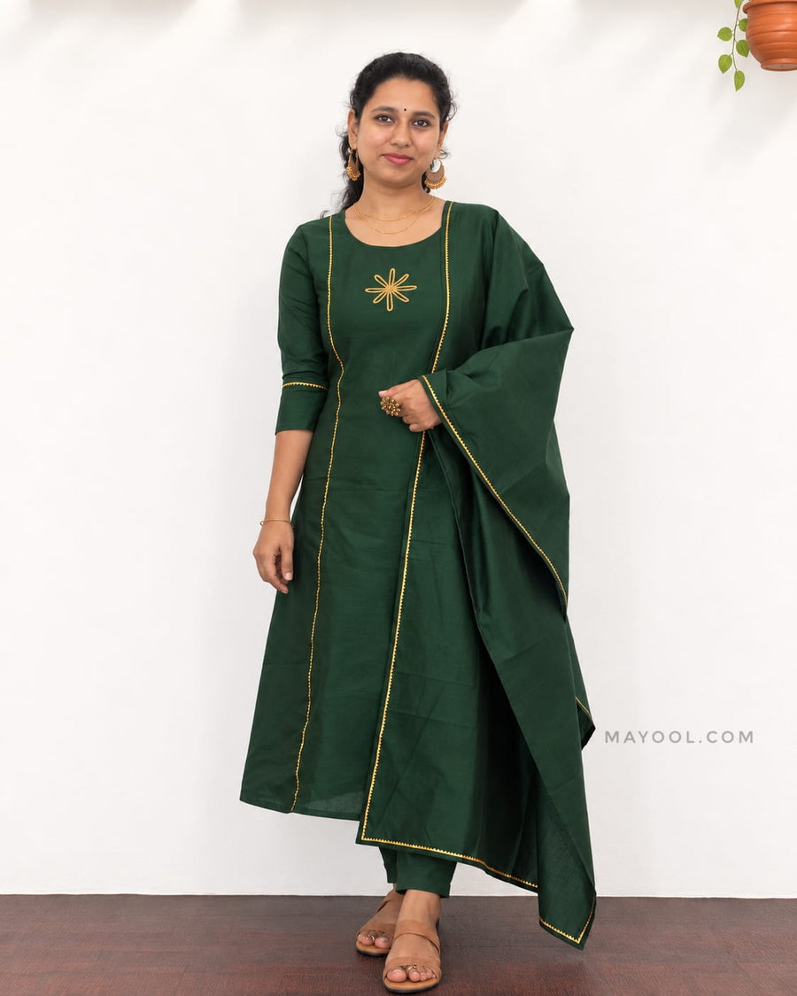 Deep Forest Green Panel Cut Aline Kurta
