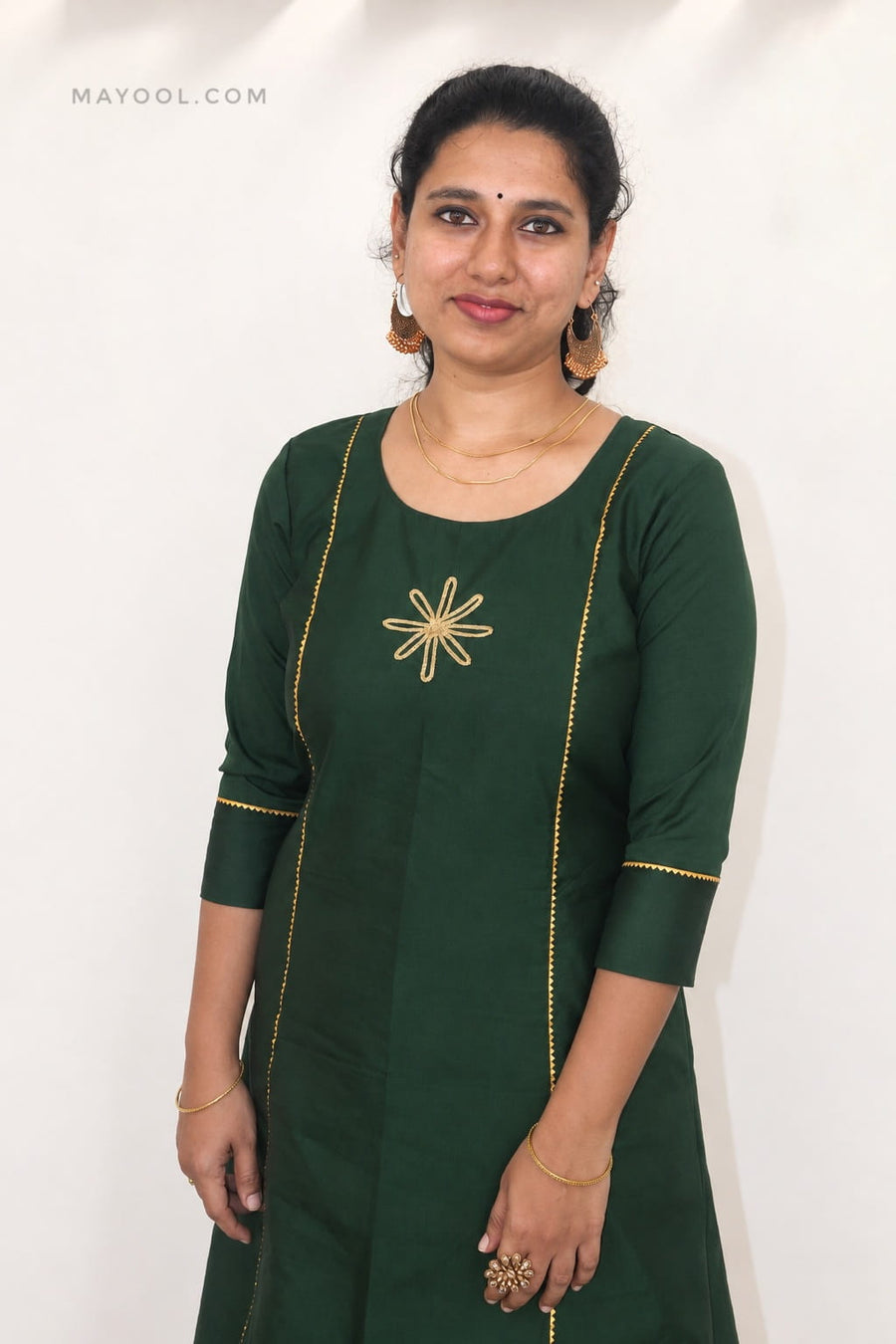 Deep Forest Green Panel Cut Aline Kurta