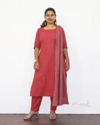 Desire Red Jacquard Cotton Kurta