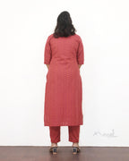 Desire Red Jacquard Cotton Kurta