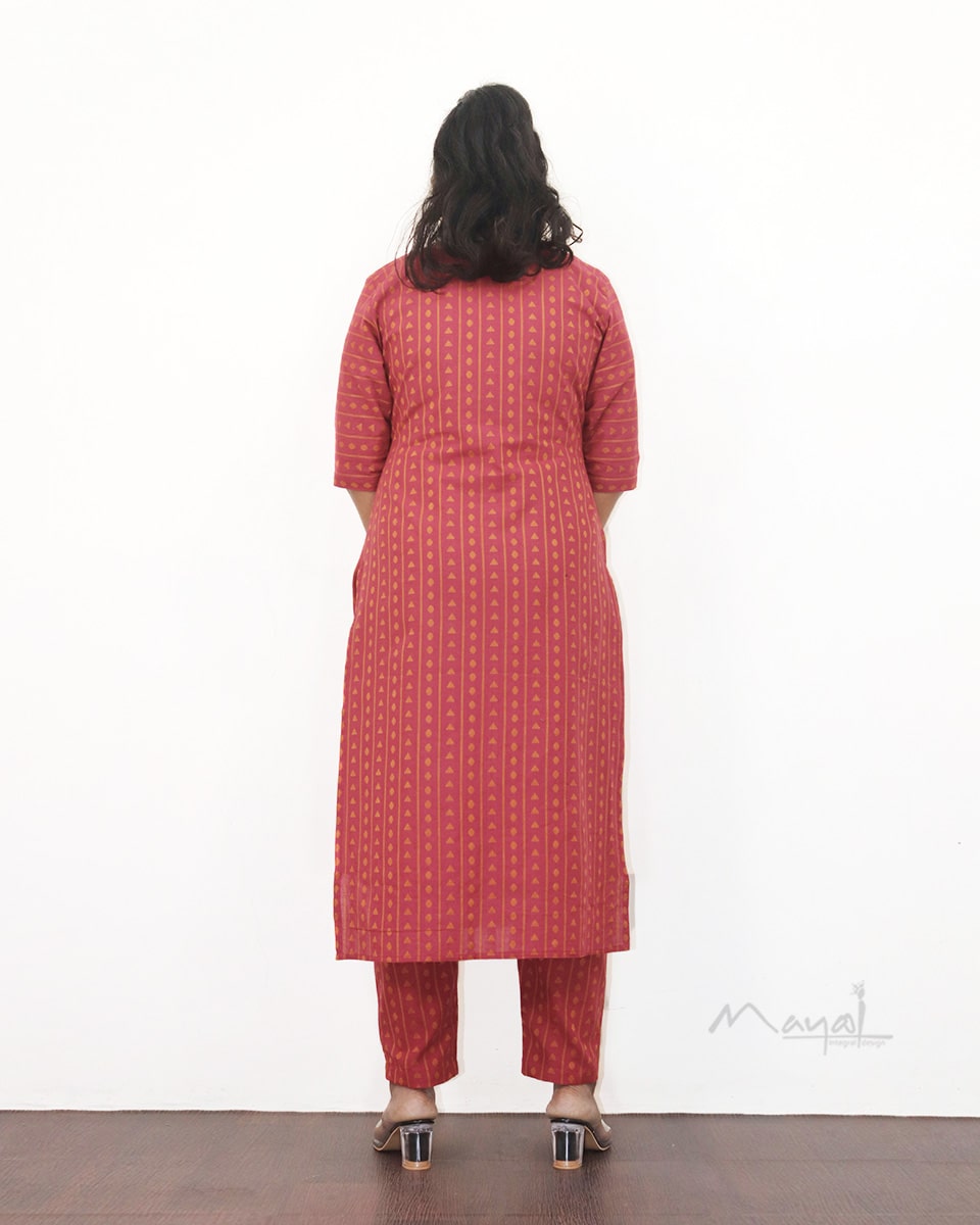 Desire Red Jacquard Cotton Kurta
